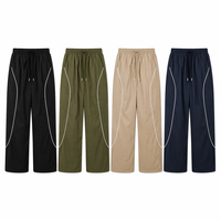 Pantalon de jogging ample noir pour homme, coupe large, taille mi-haute, coupe-vent, taille élastique, streetwear, décontracté, OEM