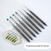 Offre Spéciale – Kit de 7 Pinceaux à Ongles Professionnels Personnalisables avec Logo, Manche en Acrylique Texture Marbre, pour Salon de Manucure
