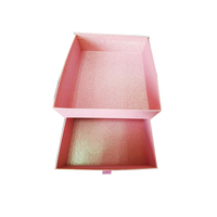 Boîte cadeau rose pailletée de qualité supérieure à 2 niveaux, boîte rigide personnalisée avec logo et tiroir pour cadeaux de demoiselle d'honneur et de mariage