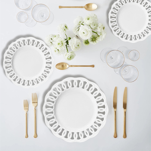 Assiettes en porcelaine blanche gaufrée à bordure ajourée, vaisselle occidentale pour steak, idéales pour restaurants, mariages, vente en gros - Product Image 4