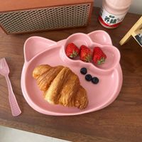 Assiette en céramique en forme de chat mignon compartiment créatif petit déjeuner salade de fruits plat polyvalent et unique expérience culinaire