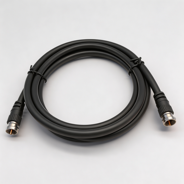 Black F-Type Male to Male 75 Ohm RG6 Quad-Shield Coaxial Satellite TV Antenna Cable Assembly for CATV DVB-T DVB-S2