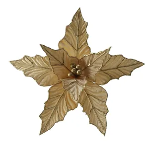 2024 Новогодние рождественские цветы украшение Золотой Бархат пуансеттия цветок для домашнего декора искусственная пуансеттия Рождество