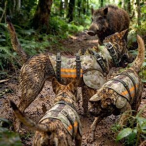 <span class=keywords><strong>Gilet</strong></span> de protection pour <span class=keywords><strong>chien</strong></span> anti-couteau à poignarder, protection poitrine et ventre, camouflage haute visibilité, chasse toutes saisons, respirant - Product Image 6