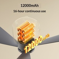 Ventilateur de plafond portable d'extérieur avec télécommande, rechargeable 12000 mAh, autonomie longue durée, 4 vitesses, 8 modes de minuterie