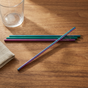 Modern Metal <b>Drinking</b> <b>Straws</b> 4-Pack Reusable Bar Accessories Purple Green Blue - Product Image 2