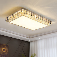 Décoration d'hôtel, luminaires de plafond en acier inoxydable chromé rond carré, hôtel, mariage, or moderne, cristal K9
