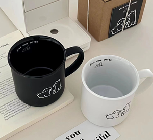 INS แก้วเซรามิกสไตล์มินิมอลน่ารัก แก้วกาแฟสไตล์เคลือบเงา โลโก้แบบกำหนดเอง สำหรับร้านค้าปลีก ซูเปอร์มาร์เก็ต คาเฟ่ ร้านอาหาร ขายส่ง - Product Image 2