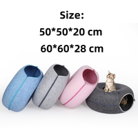 Lit tunnel pour chat en feutre lavable avec fermeture éclair, lit-caverne multifonctionnel en feutre pour animaux de compagnie, maison de jeu intérieure pour chat
