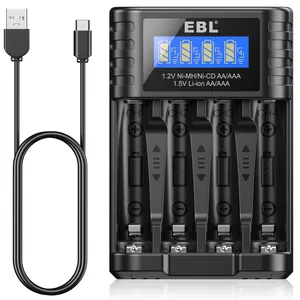 EBL Universal 1.5V Lithium Ion 1.2V Nimh Rechargeable Aa Portable Usb Battery Charger With Type-C Fast Charging