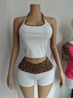 Ensemble Lounge Premium Doux Personnalisé Deux Pièces : Haut Halter et Pantalon Évasé à Jambes Larges avec Imprimé Léopard, Idéal pour les Grandes Tailles – Collection Automne 2026