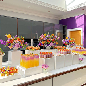 Equipo de restaurante XINGPAI, exhibición de buffet de acrílico blanco, Cubo de anidación, exhibición de alimentos, elevadores de acrílico para fiesta de boda - Product Image 1