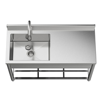 Évier de préparation industriel en acier inoxydable avec table de travail, cuve simple, pour équipement de restauration OEM