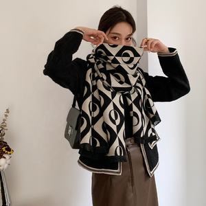 أزياء وشاح مربع دافئ الشتاء النساء الصوف منقوشة بطانية وشاح من الكاشمير وشاح البشمينا التفاف شالات والأوشحة هيفر كاشيمير - Product Image 2