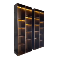 Bibliothèque moderne gain de place Double face blanc Led toile de fond marchepied jouet organisateur plateaux de rangement en aluminium étagère à livres pour mur