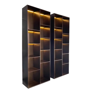 Estantería de pared moderna de aluminio con iluminación LED <span class=keywords><strong>blanca</strong></span> de doble cara, organizador de juguetes con bandejas y estantes escalonados para ahorrar espacio <span class=keywords><strong>en</strong></span> bibliotecas. - Product Image 4