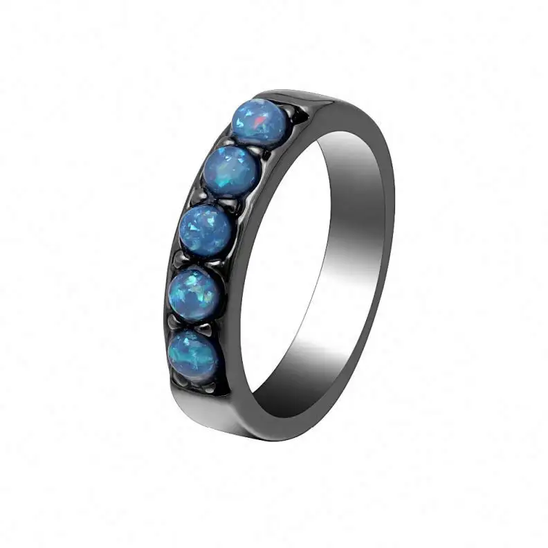 Grosir Perhiasan Mode Murah Cincin Pertunangan Uniseks Opal Biru