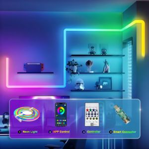 Ul-được liệt kê RGB thông minh IC <span class=keywords><strong>LED</strong></span> Strip ánh sáng 5M Multicolor linh hoạt TV Bàn Màn hình DIY trang trí đèn Neon màu đuổi - Product Image 6