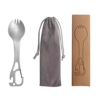 Kit de couverts portables en acier inoxydable gris argenté de haute qualité, écologique, pour l'extérieur, de qualité alimentaire (cuillère, fourchette, couteau, baguettes)