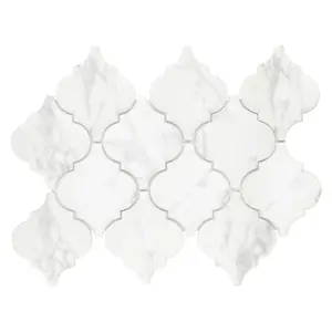 Sunwings Recycled Glass Mosaic Tile | Stock In US | Gold Calacatta Latern Marble Looks Mosaics Wall And Floor Tile