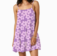 Robe décontractée pour femme adulte, personnalisée, à imprimé floral hawaïen, sans manches, à fines bretelles, en tissu de soie de lait