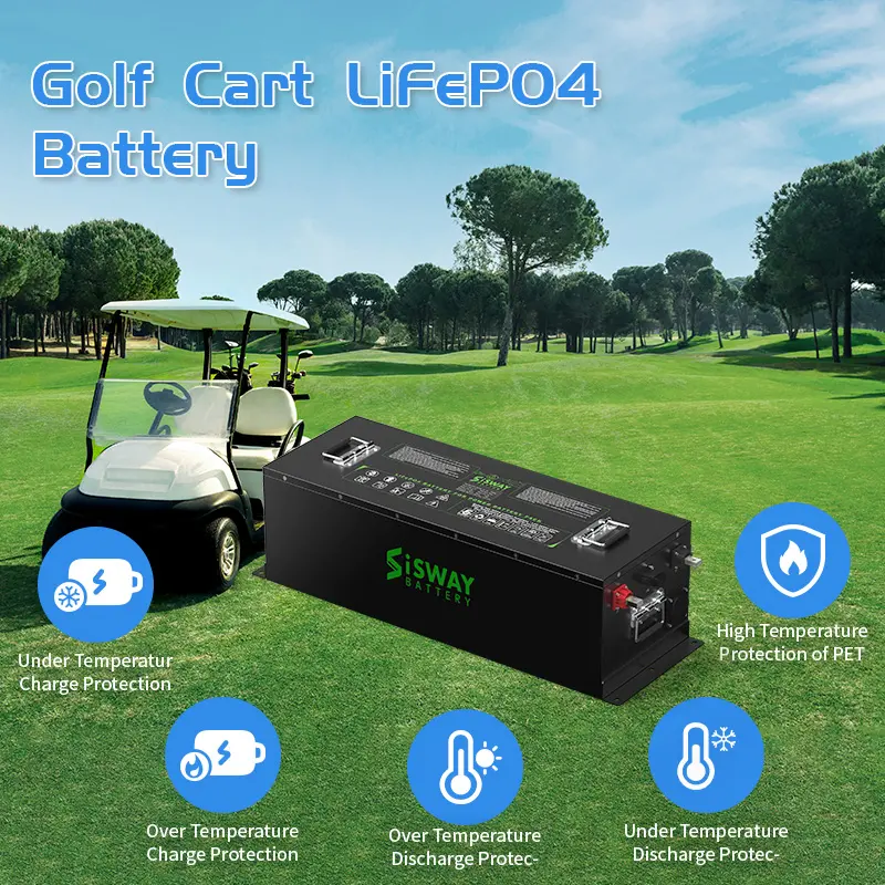 I-SWAY Lithium battery 48V 210Ah Golf Cart 10kw metal case batteries with LCD screen controller BMS 51.2V lifepo4 batteries