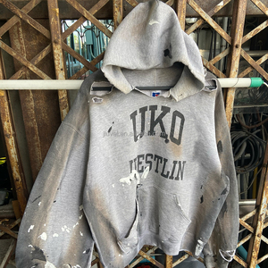 Felpe con Cappuccio Oversize da Uomo in French Terry con Effetto <span class=keywords><strong>Schizzi</strong></span> <span class=keywords><strong>di</strong></span> Vernice e Lavaggio Vintage, Produttore OEM <span class=keywords><strong>di</strong></span> Abbigliamento Streetwear - Product Image 2