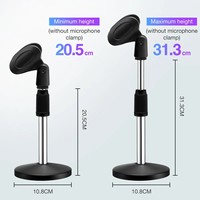 Clip antidérapant détachable support de micro de bureau en métal robuste avec support de microphone de table à montage sur disque court réglable