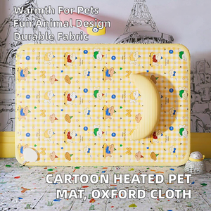 Couverture chauffante électrique pour animaux de compagnie à imprimé animalier de dessin animé, tapis de couchage printemps/hiver en tissu Oxford, lavable à la main, pour chats de petite taille - Product Image 2