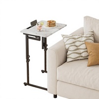 Table TV réglable en forme de C, moulée par soufflage, pour salon, table d'appoint de canapé avec fente, table basse carrée pour placer des tablettes