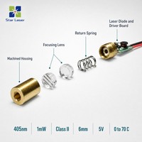 Module laser miniature 405 nm 1 mW Classe II 6 mm, diode laser à point violet pour système de positionnement d'imagerie médicale et dentaire OEM ODM