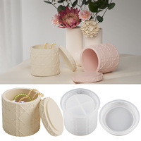 Sans BPA facile à libérer bricolage pot de bonbons époxy moule conteneur de stockage moule cylindre rond motif Silicone boîte à bijoux résine moules