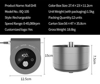 Perceuse à ongles électrique sans fil silencieuse de qualité professionnelle 45000 tr/min avec double écran LCD et contrôle de vitesse de précision