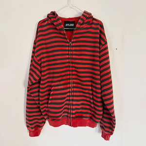Custom Heavyweight Zip Up Jackets Boxy Fit Oversized Sweatshirt French Terry <b>Hoodies</b> <b>Red</b> Striped Pullover Acid Wash <b>Hoodies</b> <b>Men</b> - Product Image 1