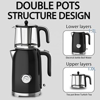 Nouvel ensemble de théière turque 2200W, samovar électrique en acier inoxydable et verre, bouilloire à thé automatique à ébullition rapide pour la maison