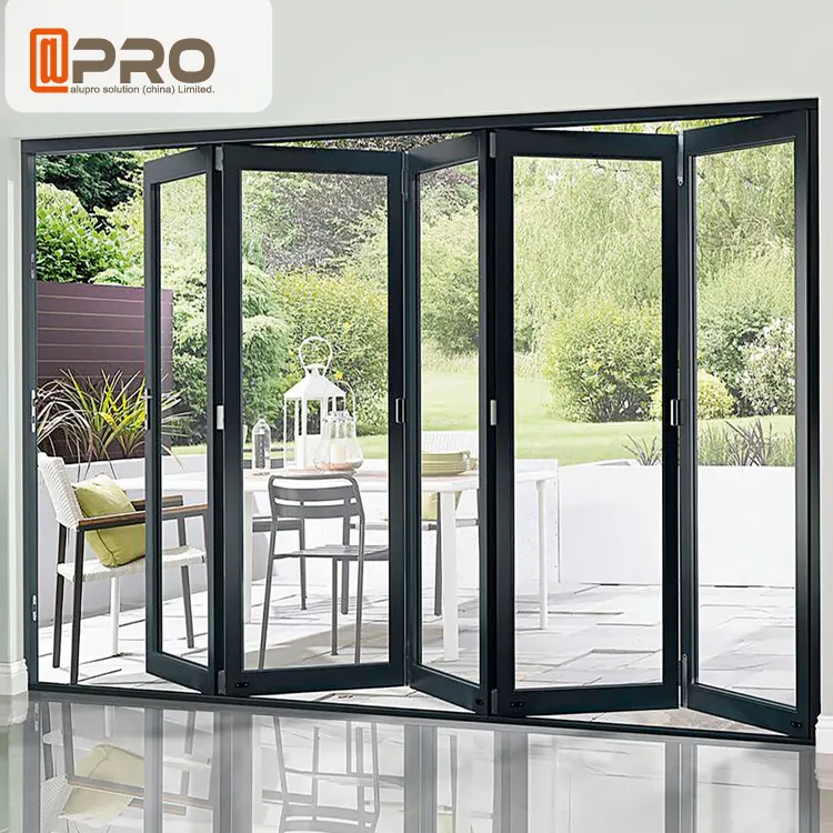 Fashion door latest design aluminium frame single glass folding door bathroom FOLDED HINGE Diy aluminium Bi folding door