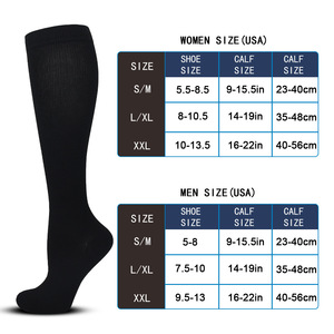 3 Paires/Sac Chaussettes de <span class=keywords><strong>compression</strong></span> athlétiques anti-varices pour hommes et femmes Chaussettes élastiques de soutien du <span class=keywords><strong>mollet</strong></span> Sehe Fashion - Product Image 4