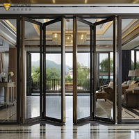 Portes pliantes certifiées NFRC, résistantes au vent, double vitrage, aluminium, porte patio pliante intérieure