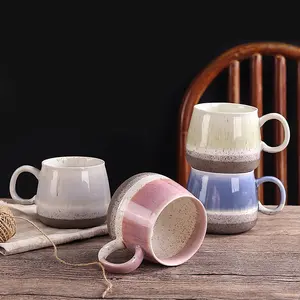 OEM/ODM New DIY 17OZ reactive Glaze Nordic Ceramic Coffee Mugs Custom Logo Large Chunky Ceramic Milk Cup Porcelain Gift Mugs