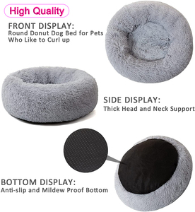 Kleine mittelgroße warme Kunst pelz Donut Couch Zubehör Haustier Hunde bett Sofa Hersteller Produkt mit Karton verpackung - Product Image 3