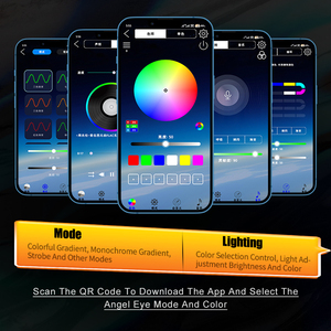 5D RGB Kristall Angel-Eye Halo-Ring Blenden Bi-Xenon LED Projektorlinsen Tagfahrlicht App-Steuerung Buntes Licht für Autoscheinwerfer-Nachrüstung - Product Image 6