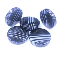 Tranche d'onyx noir rayé naturel, forme ronde, double face plate, pierre d'agate pour la fabrication de bijoux, pierres précieuses d'onyx noir, prix