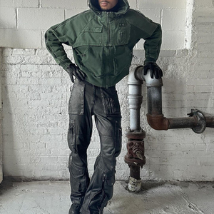 Thời Trang Đường Phố Chất Lượng Cao Nặng Quá Khổ Dài Tay Áo Zip up Cổ Điển Đau Khổ Rửa Axit Hoodies - Product Image 4