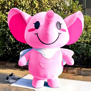 Costume de mascotte éléphant <span class=keywords><strong>rose</strong></span> super mignon Costume gonflable dessin animé Cosplay déguisement publicité accessoires de vacances de carnaval - Product Image 1
