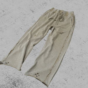 Men's Vintage Distressed Sweatpants <b>Drawstring</b> Waist Heavyweight Washed Baggy <b>Trousers</b> for Streetwear - Product Image 6