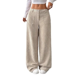 Nuovi <span class=keywords><strong>Pantaloni</strong></span> da <span class=keywords><strong>Donna</strong></span> Autunno Inverno in <span class=keywords><strong>Velluto</strong></span> <span class=keywords><strong>a</strong></span> <span class=keywords><strong>Coste</strong></span> Vintage <span class=keywords><strong>a</strong></span> Vita Alta con Tasche Multiple e Vestibilità Ampia - Product Image 5