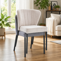 Chaise élégante en tissu rembourré, dossier capitonné, sans accoudoirs, pieds en métal, siège rembourré, chaise de salle à manger de luxe