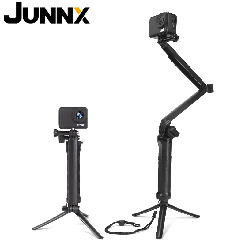 JUNNX 3 Way Go Pro Grip for Gopro Hero Max Black DJI OSMO Action Camera Foldable Extension Monopod Tripod Mount