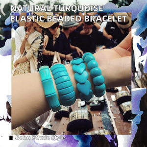 Pulsera Elástica de Cuentas de Turquesa Natural con Diseño Floral, Estilo Étnico, para Mujer, Estilo Europeo y Americano, Ideal para Regalo - Product Image 2