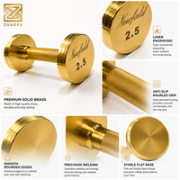 Haltères en laiton massif ZY-Luxury, haltères dorés de qualité supérieure avec poignée moletée, poids de gym professionnels pour hôtel de luxe, fitness à domicile